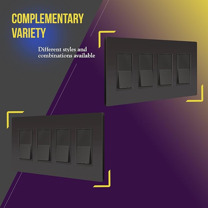 ENERLITES Elite Series Screwless Decorator Wall Plate Child Safe Outlet Cover, Gloss Finish, Size 4-Gang 4.68" H x 8.30" L, Unbreakable Polycarbonate Thermoplastic, SI8834-DB, Dark Bronze