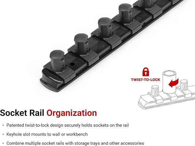 TEKTON 1/2 Inch Drive 6-Point Socket Set, 11-Piece | SHD92105 | (3/8 - 1 in.), Deep, Socket Rail