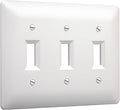 TayMac 4440W Paintable Triple Toggle Light Switch Wall Plate Cover, White, 3-Gang