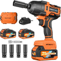 Cordless Impact Wrench, 900Ft-lbs (1200N.m) 1/2" Brushless Impact Gun, 21V High Torque Power Impact Driver, 2x4.0Ah Batteries Electric ImpactMotor Variable Speeds for Car/Pickup Truck/Mower