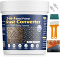 Rust Converter & Metal Primer, 2-in-1 Black Rust Remover Paint Water-Based Metal Preventive Coating Heat Resistant UV Stable for Automotive, Industrial, Indoor Outdoor Use, Trailers, Fences, 35oz