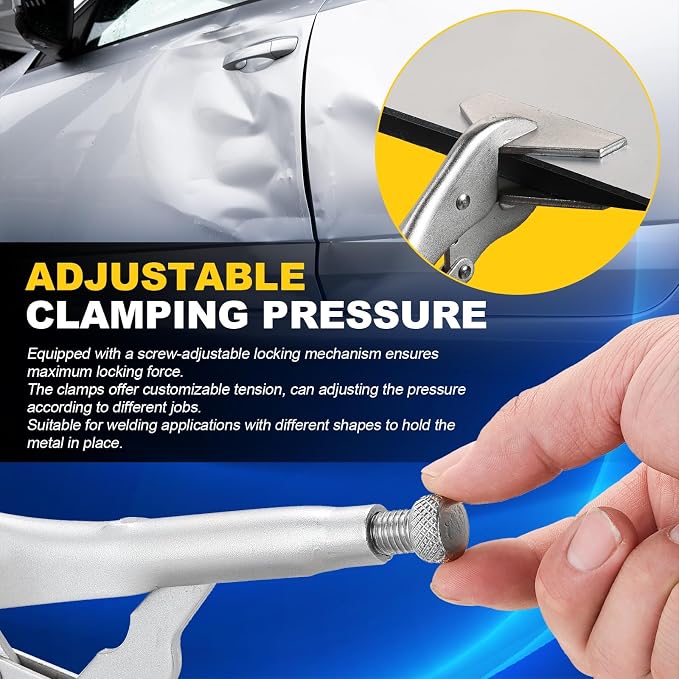 DASBET 10" Locking Sheet Metal Clamp | Heavy Duty Sheet Metal Grip Tool, Welding Locking Plier Tools, Adjustable Opening Nickle Plated Welding Plier Sheet Vice Grip Tool