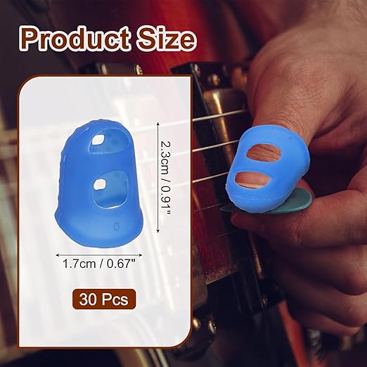 PATIKIL Finger Tip Covers Cots, Deep Blue Silicone Finger Protectors Gloves Breathable Reusable Fingertip Caps with Air Holes for Dry Skin Finger Cracking, XS, 30 Pcs