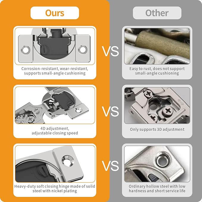 Chibery 2 Pack 3/8" Overlay 4D Soft Close Concealed Hinges for Face Frame Door, Adjustable Closing Speed, Smooth Slow Self Close Hinges, Satin Nickel, 105° Open Angle Stainless Steel Cabinet Hinges