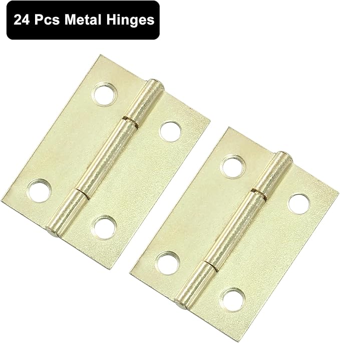 Murtenze 24 Pack 1.5 Inch Door Hinge Cabinet Hinge, Gold Butt Hinges Ball Bearing Window Outdoor Hinges with Mounting Screws