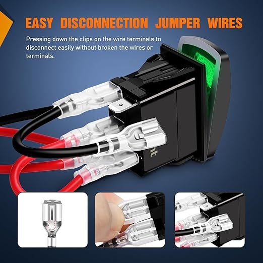Nilight 3 Pack Rocker Switch with Night Glow DIY Stickers On Off 5 PIN SPST LED Light Switches with Green Backlit 12V/24V Toggle for Cars Trucks RVs Boats Auto Motorcycles