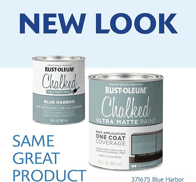 Rust-Oleum Harbor Blue Chalked All-in-One Ultra Matte Paint | One Coat Coverage | No Primer, Sanding, Or Topcoat Needed | Easy Clean Up | Made in USA | 30 OZ