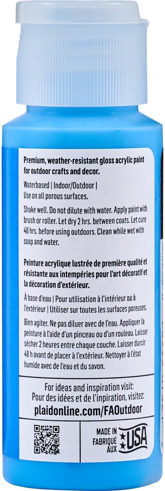 FolkArt Outdoor Acrylic Craft Paint, Gloss Finish, Feather Blue, 2 fl oz