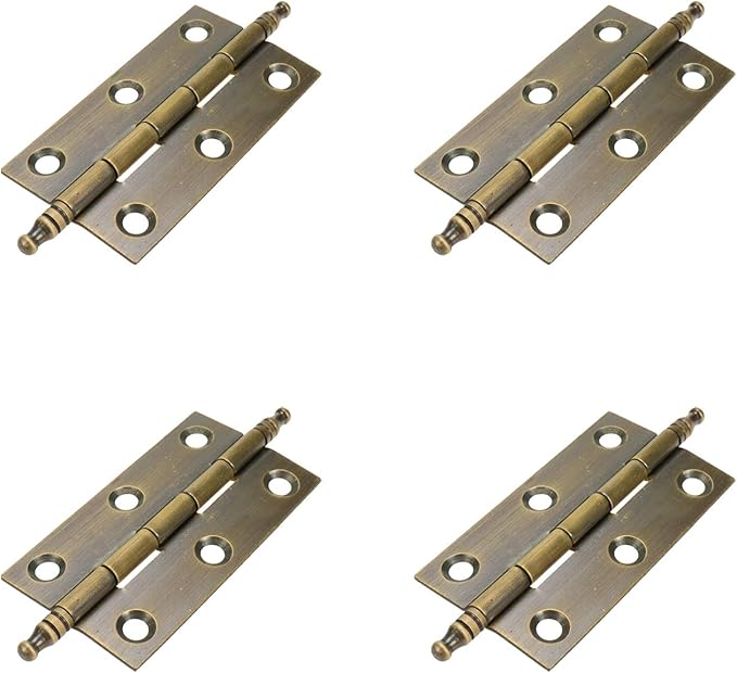 Quluxe 2.5" Door Hinges, Square Hinge, Antique Brass Hinges for Cabinet Doors Dresser Drawer Closet with Screws- Bronze (Pack of 4)
