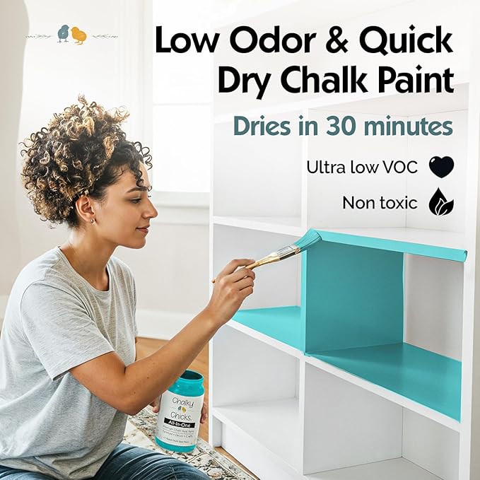 Chalky Chicks 32 Fl Oz Matte Mermaid (Green Teal) Chalk Paint for Furniture Without Sanding, No Prep Furniture Paint No Sanding All in One for Crafts, Wood, Walls, Cabinet, Metal, Dresser, Farmhouse