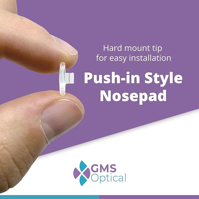 GMS Optical Push in Silicone Nose Pads for Glasses | 11mm Small, 6mm Normal Width | Non Slip Nose Grips, Eyeglass Accessories for Kids & Small Frames, Provides Comfort & Stability (5 Pairs, Clear)