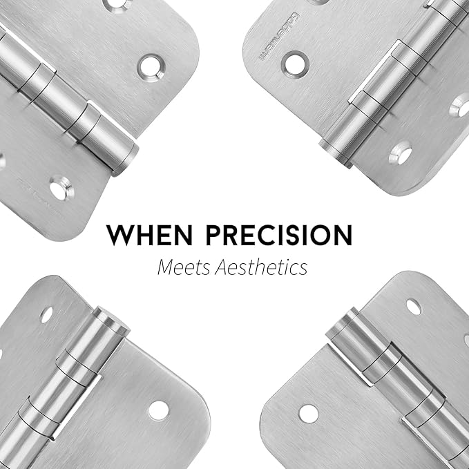 3 Pack goldenwarm Satin Nickel 4'' Door Hinges for Exterior Doors Ball Bearing Door Hinges 4in x 4in with 5/8'' Radius Corners, Heavy-Duty, 304 Stainless Steel