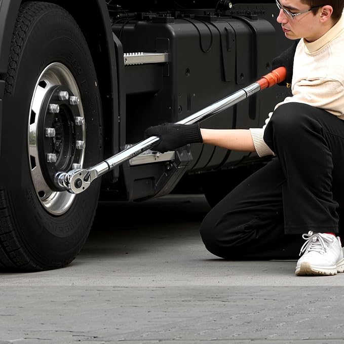 VEVOR 3/4 Inch Drive Click Torque Wrench 100-600 Ft-Lb / 136-814Nm | 1 Inch Adapter, Split Beam, 48" Length, less effort for Off-road Equipment, Trucks, Motor Homes & Drilling Platform