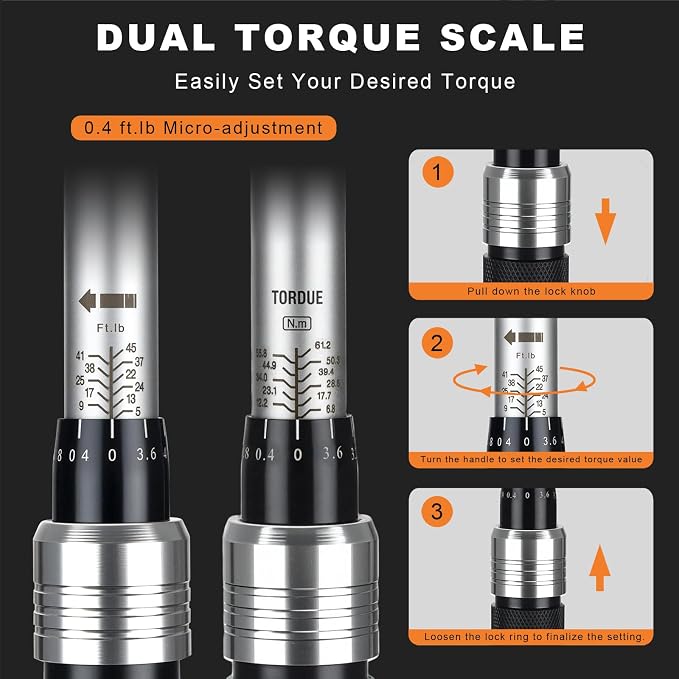 AEROFORCE 14PCS 3/8-Inch Drive Swivel Magnetic Spark Plug Socket Set with 3/8" Torque Wrench (5-45 Lb.ft/6.8-61.2 Nm), Universal Joint & Extension Bar - Durable CR-V Steel for Easy Spark Plug Removal