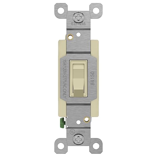 ENERLITES 4-Way Toggle Light Switch, Four Way, Side Wiring, Copper Wire Only, Grounding Screw, Residential Grade, 15A 125VAC 60Hz,UL Listed, 84150-I, Ivory