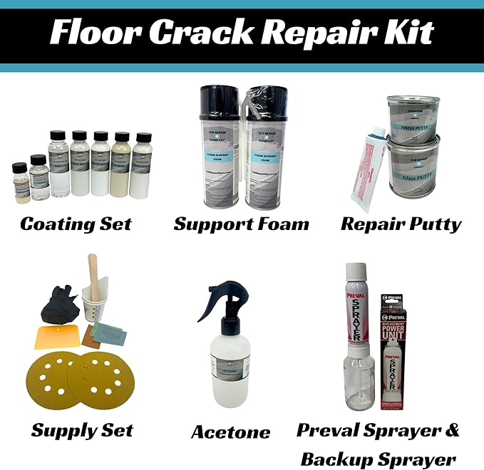 Tub Repair Kit for Floor Cracks with Color Match, Strong Fiberglass Repair kit, Seamless Weight Bearing Repairs Floor Cracks