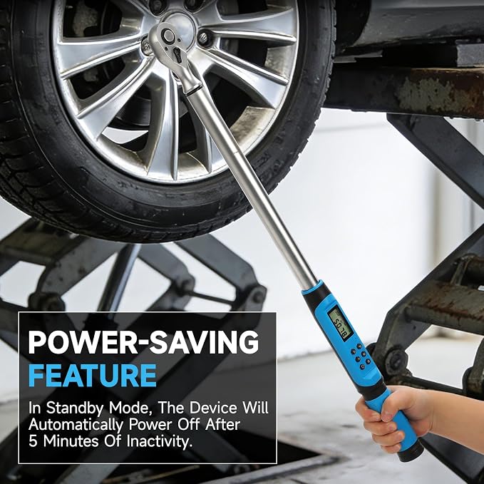 DISEN 1/2" Digital Torque Wrench 17-340Nm 4 Mode Alert 5 Unit ±2% Accuracy | Chrome vanadium steel | Adjustable torque limits | LED display | Buzzer notification | For automotive motorcycle bike