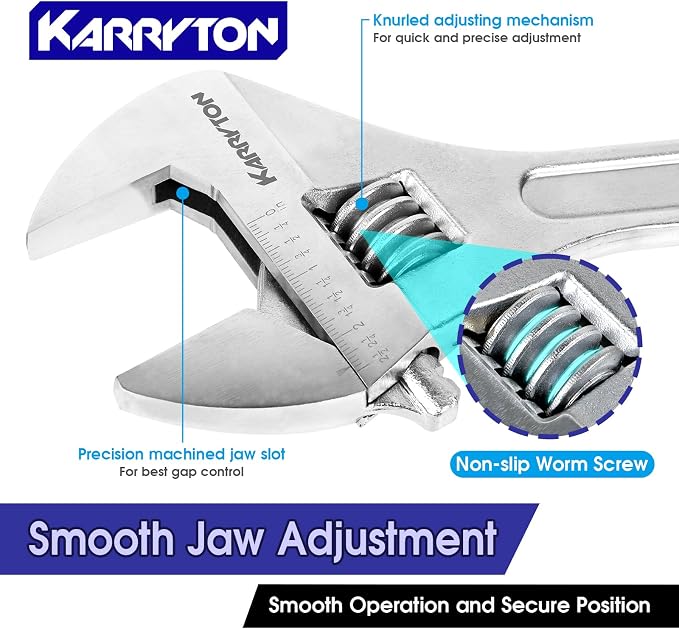 24" Inch Adjustable Wrench with 2-1/2"(63mm) Max Jaw Opening (Scales Metric and SAE), Drop Forged Alloy Steel Adjustable Spanner for Various Fasteners, Chrome Plated Handle Polished