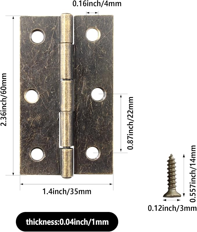 10 Pcs 2.5 Inch Antique Bronze Door Hinge Cabinet Hinge - Reliable Antique Bronze Ball Bearing Butt Hinges for Windows, Cabinets, and Outdoor Use - Includes Mounting Screws