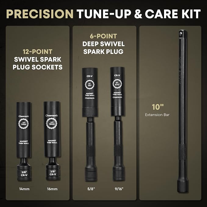 Digital Torque Wrench 3/8 Drive, 5.0-99.6 ft.lb ±1% Accuracy Electronic Torque Wrench Set with Buzzer and LED Inch Pound Torque Wrench with Spark Plug Socket for Car Repair Automobile Desert Tan