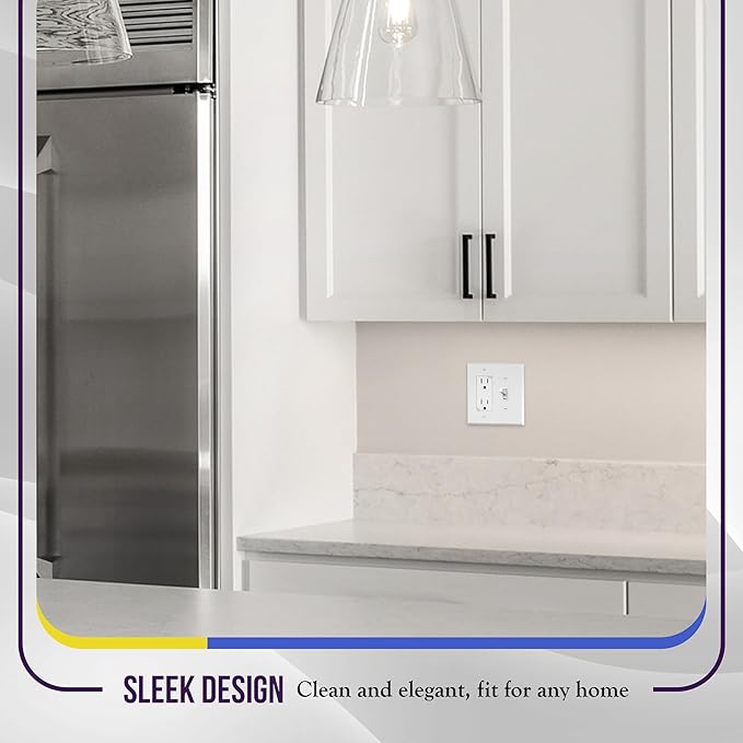 ENERLITES Combination Toggle Light Switch/Decorator Switch Wall Plate, Mid-Size 2-Gang 4.88" x 4.92", Polycarbonate Thermoplastic, 881131M-W, White