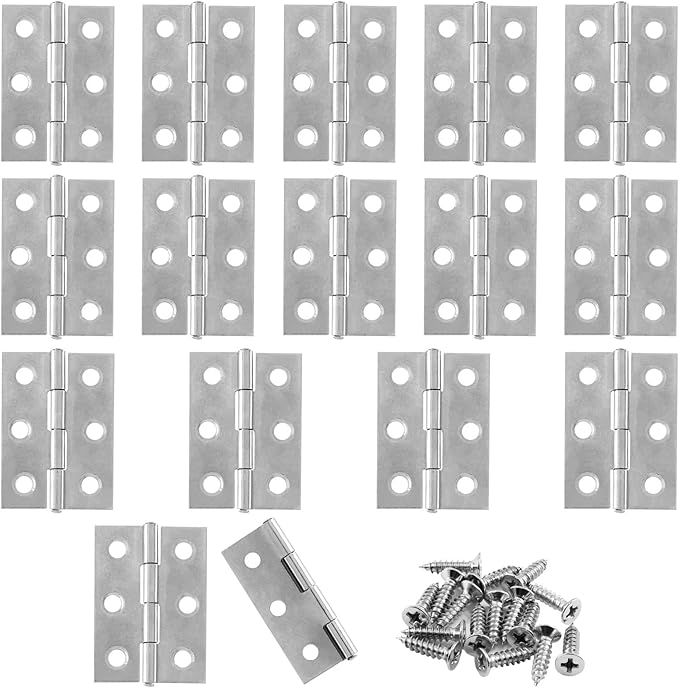 Murtenze 16 Pack 2 Inch Door Hinge Cabinet Hinge,Silver Butt Hinges Ball Bearing Window Outdoor Hinges with Mounting Screws