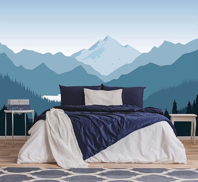 Jdayda Modern Mountain Wallpaper Natural Landscape Woodland Lake | 170"x120" Not Self-Adhesive Wall Mural for Bedroom Living Room