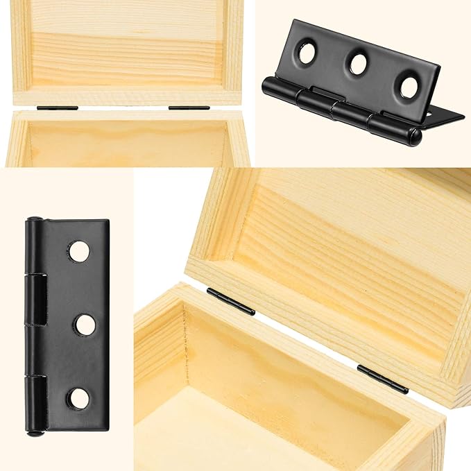 Boao 16 Pieces Small Door Hinges Stainless Steel Folding Butt Hinges Home Furniture Hardware Piano Cabinet Door Hardware with 96 Pieces Stainless Steel Screws(1.75 Inch,Black)