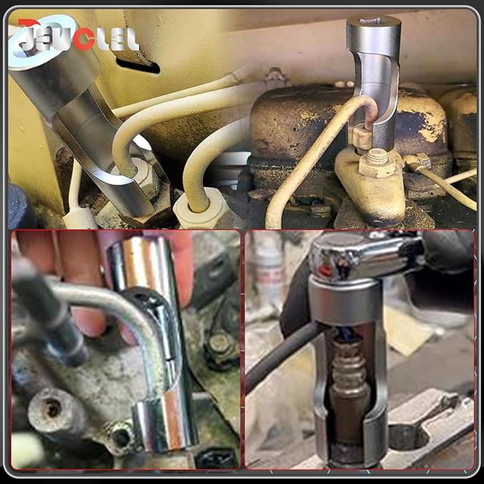 13mm 3/8" Drive Diesel Injector Fuel Line Socket, Flare Nut Wrench | Fastener Bent Pipes, Wired Temperature Sensors, EGT Sensor, Thermo Switches, ABS Tubes, Strut Nut Extractor