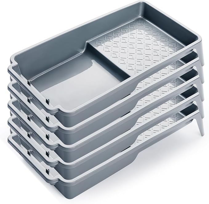 Mister Rui Paint Tray 4 Inch, 5 Pack, Plastic Paint Tray, Textured Paint Roller Tray, Small Paint Trays for Painting