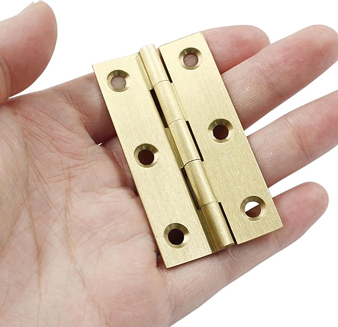 Murtenze 8 Pcs 2.5 Inch Mini Solid Brass Hinges，Brass Cabinet Hinges Small Box Hinges Butt Hinges for Cabinet, Drawer, Wood Box