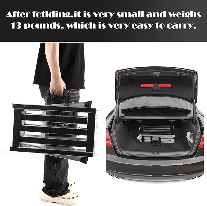 Folding Work Platform 400 Lbs, Height Adjustment 19-27"(H), Portable Steel Step Ladder Stool, Perfect for RV Cleaning, Home Painting and Reaching High Places