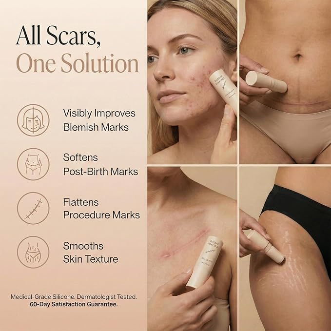Scar Stick, Suitable for Old Scars, Acne Marks, and Stretch Marks,Formula Infused with Centella Asiatica Extracts and Vitamin E Soothes, Repairs and Forms Protective (1PCS)