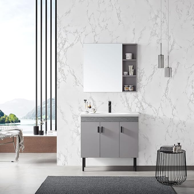 practicalWs Marble Wallpaper Granite Gray/White Paper Roll 23.6" x 196" Kitchen Countertop Cabinet Furniture is Renovated Thick PVC