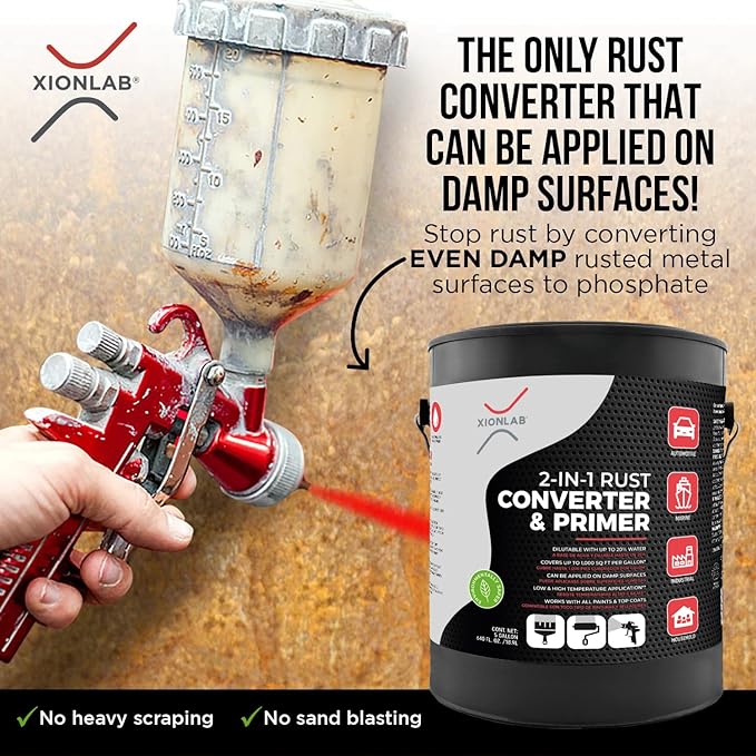 2-in-1 Rust Converter & Metal Primer - 1 Gallon Red Rust Paint Inhibitor for Metal, Ultra Car Rust Reformer & Encapsulator, Long-Lasting Anti Rust Conversion Coating, Heat Resistance.Covers up to 1,000 Sqft. Per Gallon. Permanently Stops Corrosion. Mad...