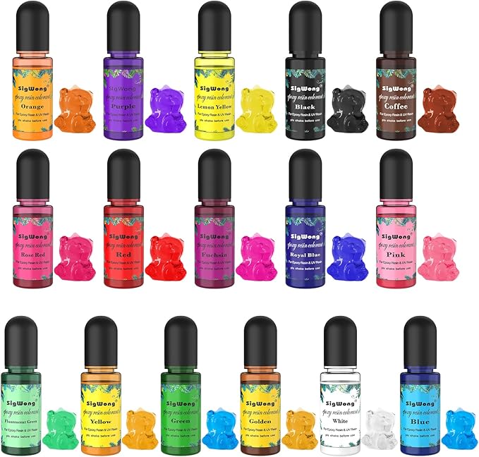 Epoxy Resin Pigment - 16 Colors Translucent Resin Colorant, Highly Concentrated Resin Dye for DIY Jewelry Making, AB Resin Coloring - 10ml