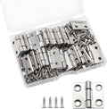 Pine & Linen 30 Pack Stainless Steel Folding Hinge, Butt Cabinet Hinge, Window Hinges Small Hinges with 120 Pieces Screws for Home Furniture/Cabinet Projects/DIY Enthusiasts（1 Inch）