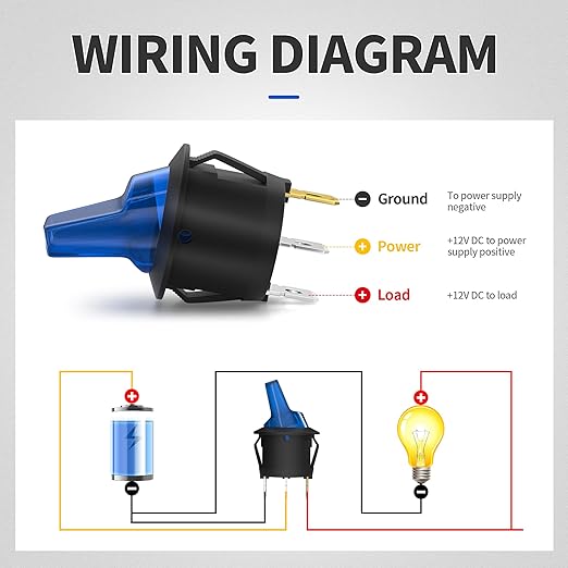 DaierTek Lighted Rocker Toggle Switch UL Listed 12V 20A ON/Off 3 Pin Round LED Illuminated Mini Toggle Switch SPST Switch for Automotive Car Marine Boat -8pcs
