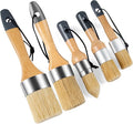 Mister Rui Chalk Wax Paint Brush, 5pcs, Wax Brushes for Waxing and Stenciling, Natural Bristles Round Paint Brushes, Ideal for DIY Home Decor, Art Crafts