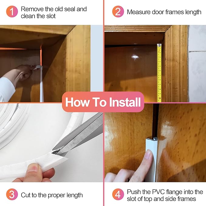 Kerf Style Door Weather Stripping, 19.7FT Weather Stripping Door Seal Strip for Kerf Frames, Light & Noise Block, White