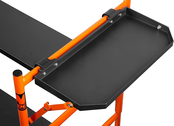 Wen 4-Foot Portable Rolling Scaffolding, 500-Pound-Capacity with Foldable Design, Safety Rail and Tool Shelf (31107)