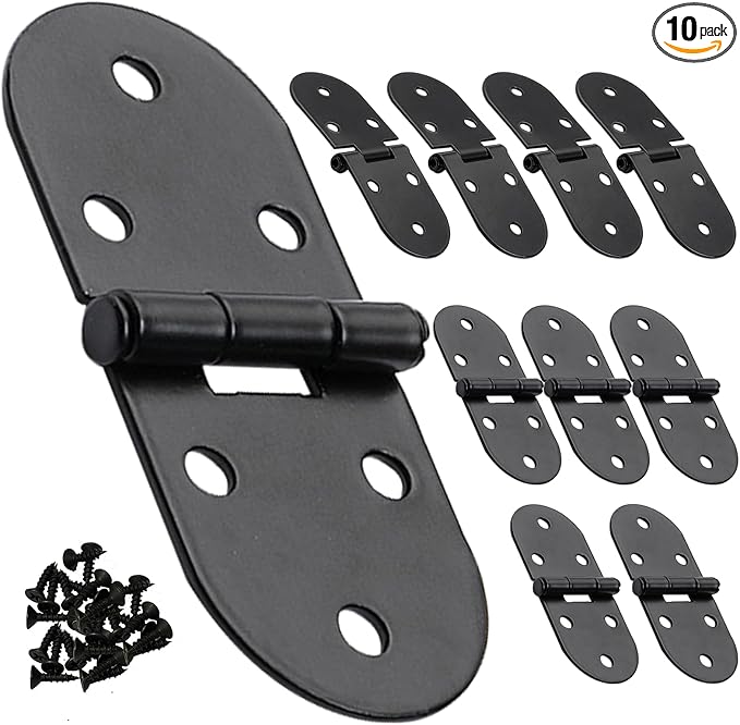 3-5/32 x 1-3/16 Inch (80x30mm) Folding Flip Top Hinges 10 Pack - 180 Degree Drop Leaf Table Butt Hinge | Concealed Table Small Hidden Hinge for Wooden Box & Desk Drawer for Home Office DIY