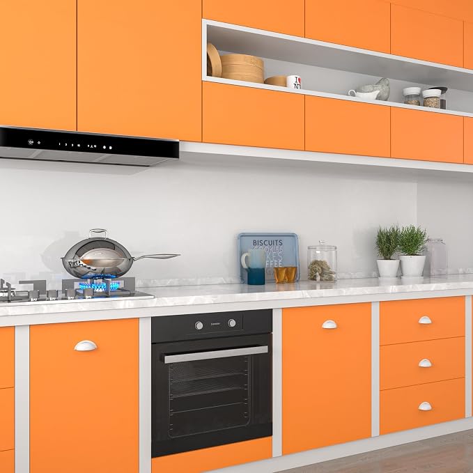 Orange Contact Paper Orange Wallpaper Peel and Stick 17.7x200 Inch Solid Color Wallpaper for Bedroom Removable Solid Color Contact Paper for Cabinets and Drawers