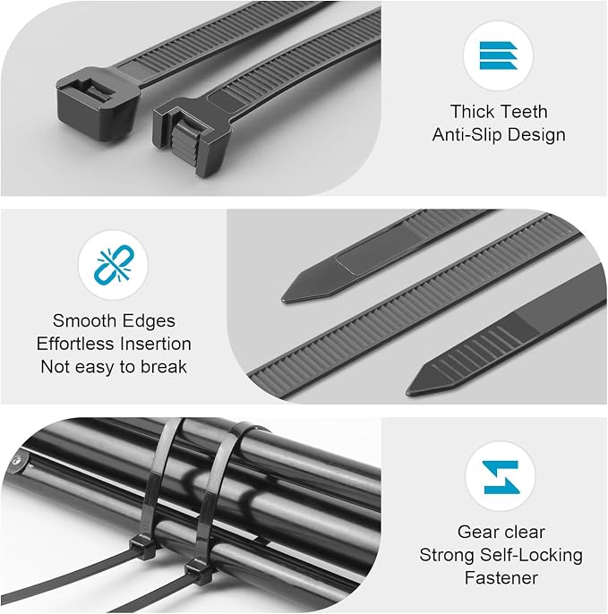 XINGO 24 Inch White Long Zip Ties Heavy Duty 300 PCS, 200 LBS Ultra Strong Plastic Wire Ties, Large Cable Ties Extra Long Tie Wraps, Indoor and Outdoor UV Resistant