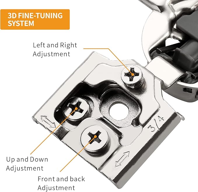 Chibery 6 Pack 3/4" Overlay 3D Soft Close Concealed Hinge for Face Frame Door, Smooth Slow Self Closing Hinges, Satin Nickel, Hidden 105° Open Angle Stainless Steel Hinge for Kitchen Cabinet Door