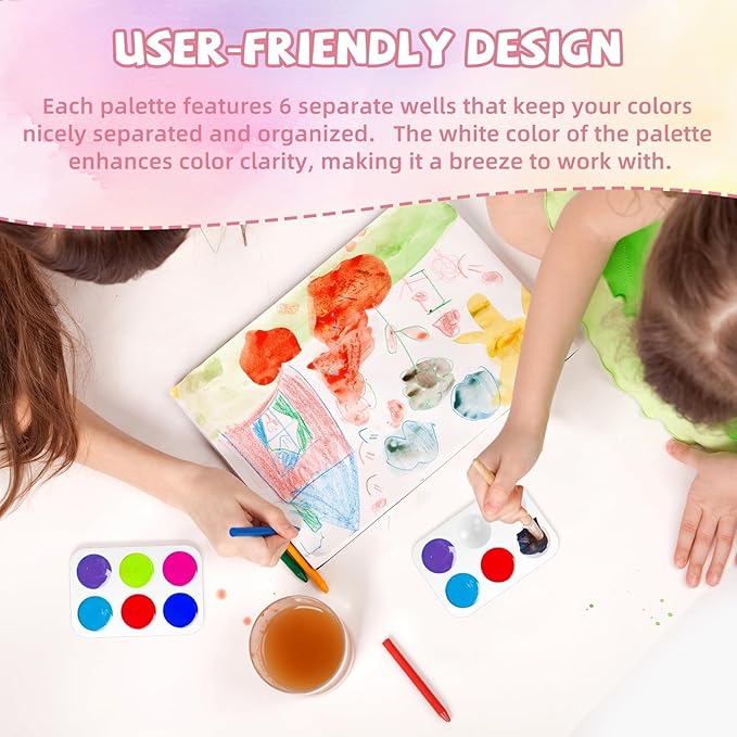 30 PCS White Plastic Watercolor Palette, 6 Well Rectangular Paint Palettes, Paint Tray Palettes, Paint Trays for Kids, for Painting, DIY Craft, Art Painting Class