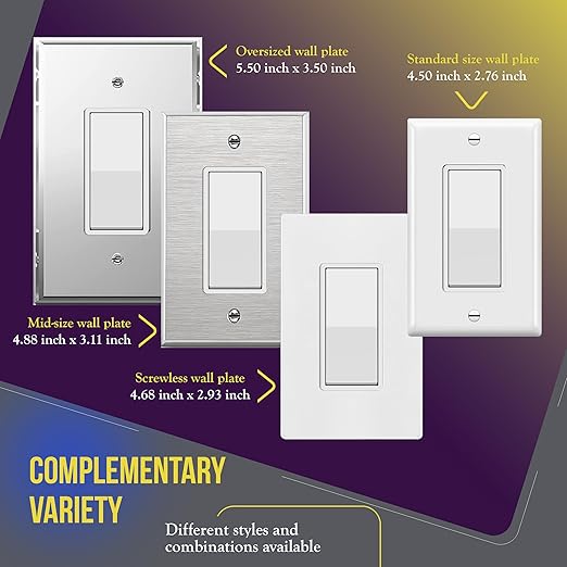 ENERLITES Decorator Paddle Rocker Light Switch, Gloss Finish, Single Pole, 3 Wire, Grounding Screw, Residential Grade, 15A 120V/277V, UL Listed, 91150-W-40PCS, White (40 Pack)