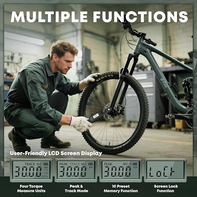1/4 Torque Wrench Digital(1.1-22.2Ft.Lb) ±1% Average test accuracy Digital Torque Wrench 1/4 Drive with Buzzer and LED Flash Track Mode Torque Wrench Set with Bits & Sockets for Bike Moto Gunsmithing