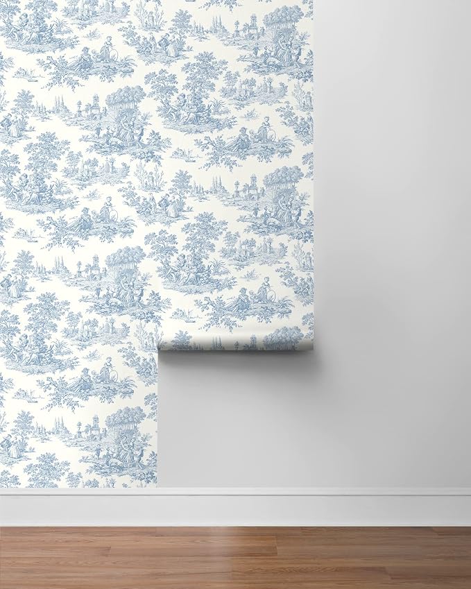 NextWall Chateau Toile Peel and Stick Wallpaper (Blue Bell)