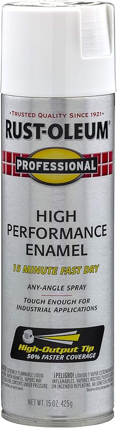 Rust-Oleum 7590838 Professional High Performance Enamel Spray Paint, 15 oz, Flat White
